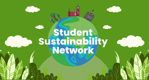 Logo of the Student Sustainability Network - the title over the image of the earth.