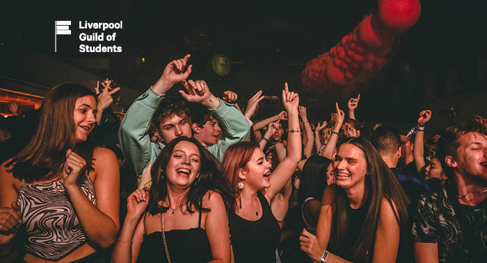 Group of students partying at Mountford Hall